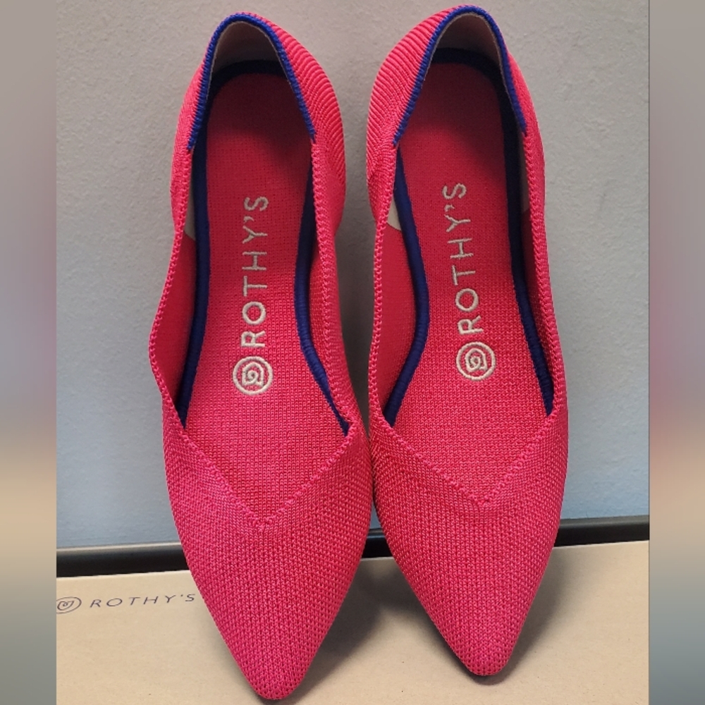 NEW Rothy's The Point Hot Pink Flats, Sz 6.5